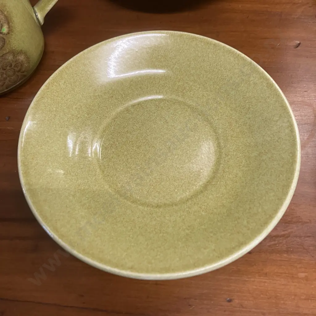 Hard To Find Crown Lynn Green & Brown Colour Cup & Saucer Duos x 4 Image 1++