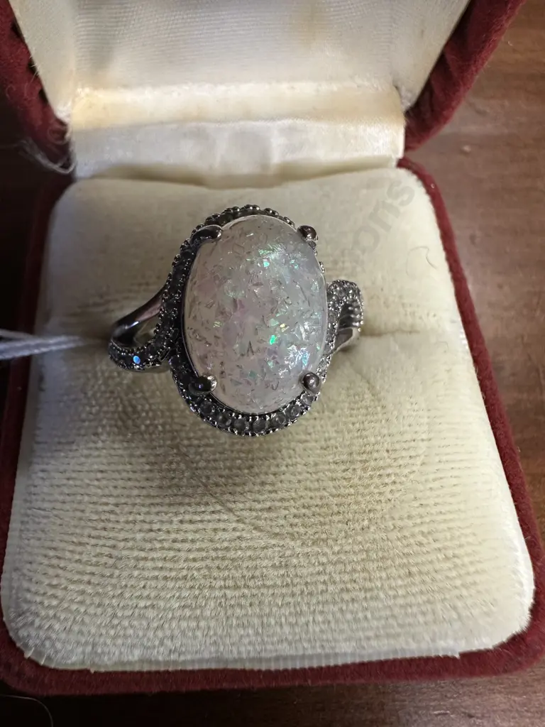 925 Ring With Opal Look Oval Stone Image 1++