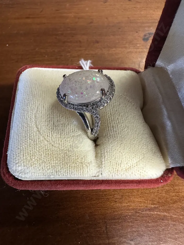925 Ring With Opal Look Oval Stone Image 1++
