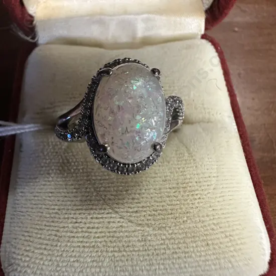 925 Ring With Opal Look Oval Stone