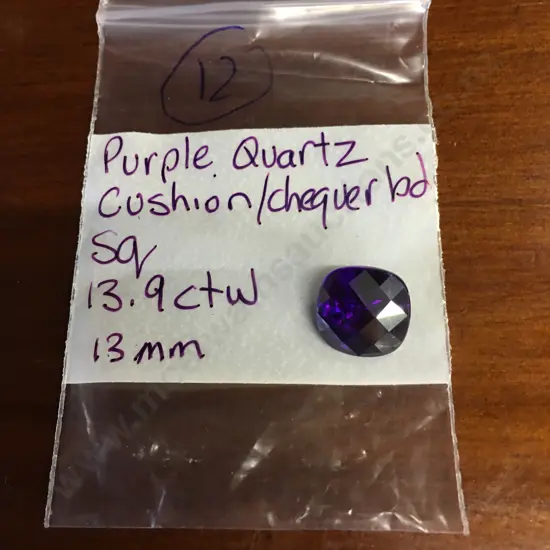 Purple Square Quartz Cushion/Chequer Board Gemstone 13.9 Ct 13mm