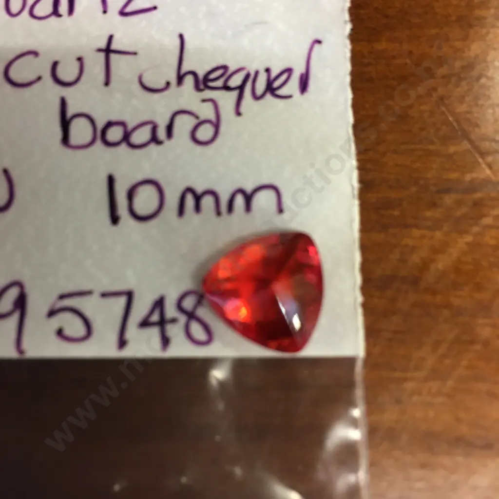Red Quartz Trill Cut Chequer Board Gemstone 4.4 Ctw 10mm Image 1++