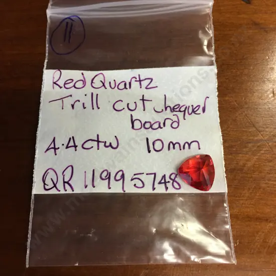Red Quartz Trill Cut Chequer Board Gemstone 4.4 Ctw 10mm