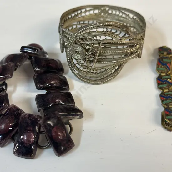 Selection Of Vintage Bangles Including Cuff Bangle Etc