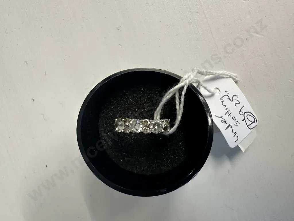 Silver 925 Stamped Ring With Clear Stones (One Missing)  Image 1++