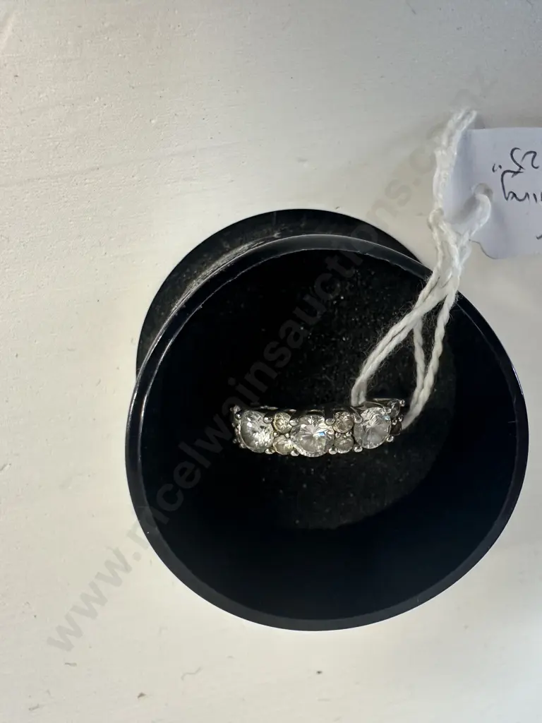 Silver 925 Stamped Ring With Clear Stones (One Missing)  Image 1++