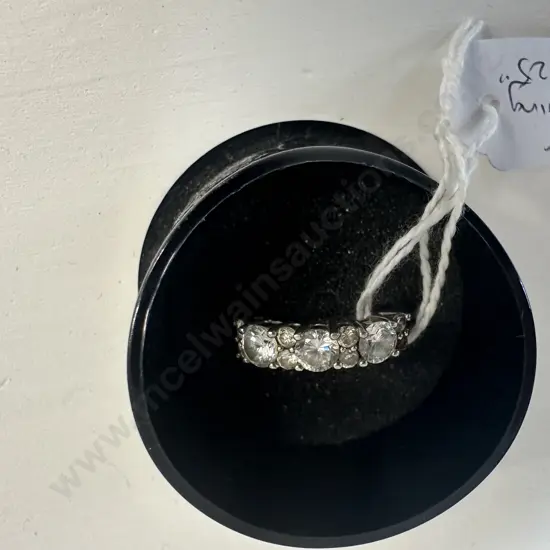 Silver 925 Stamped Ring With Clear Stones (One Missing) 