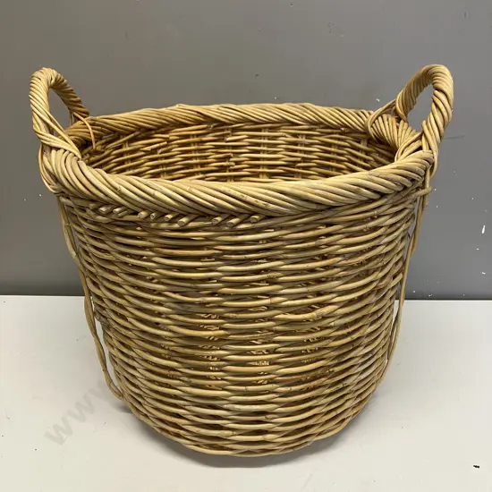 Vintage Wicker Double Handled Basket. 40 x 44cm