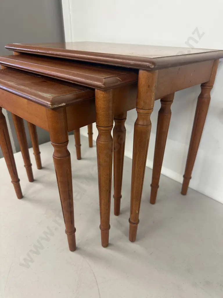 Mahogany Nest Of Three Tables, Fine Legs. H45 W54 D33cm Image 1++