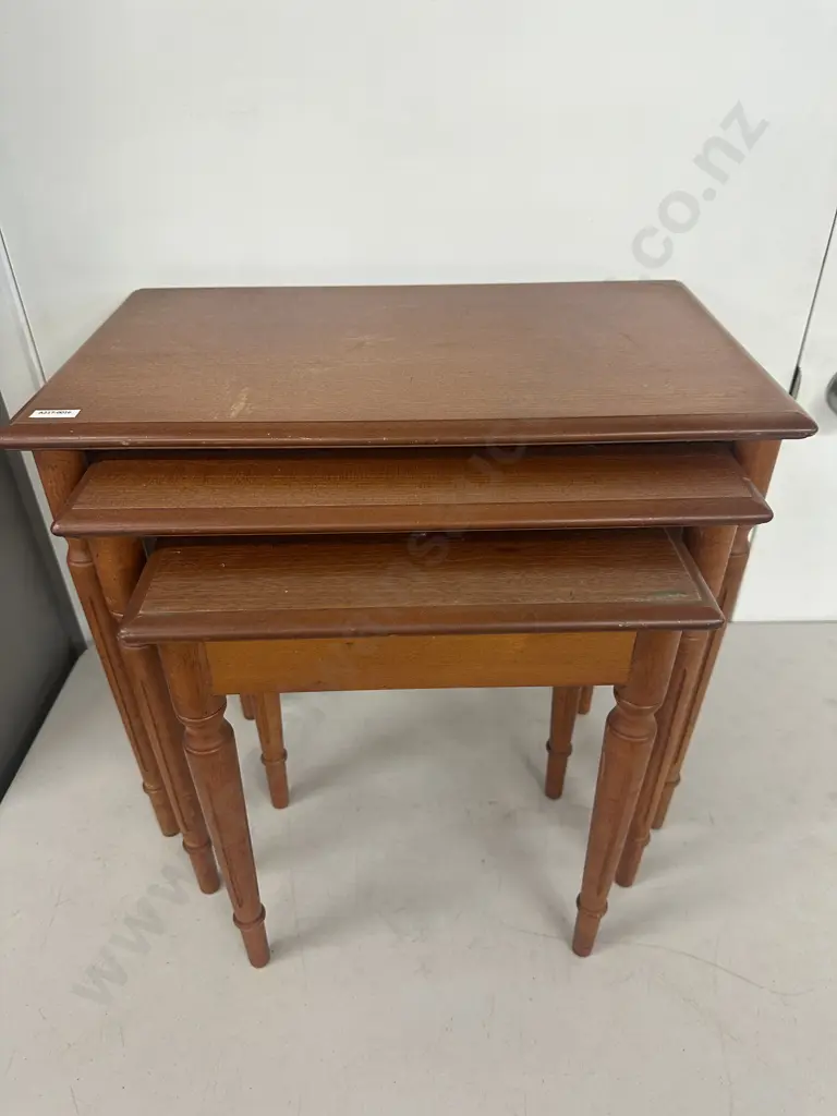 Mahogany Nest Of Three Tables, Fine Legs. H45 W54 D33cm Image 1++