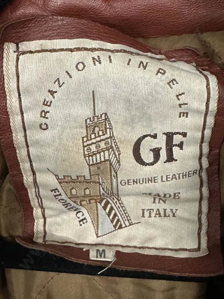 GF Italian Made Burgundy Leather Jacket With Hood Size M Image 1++
