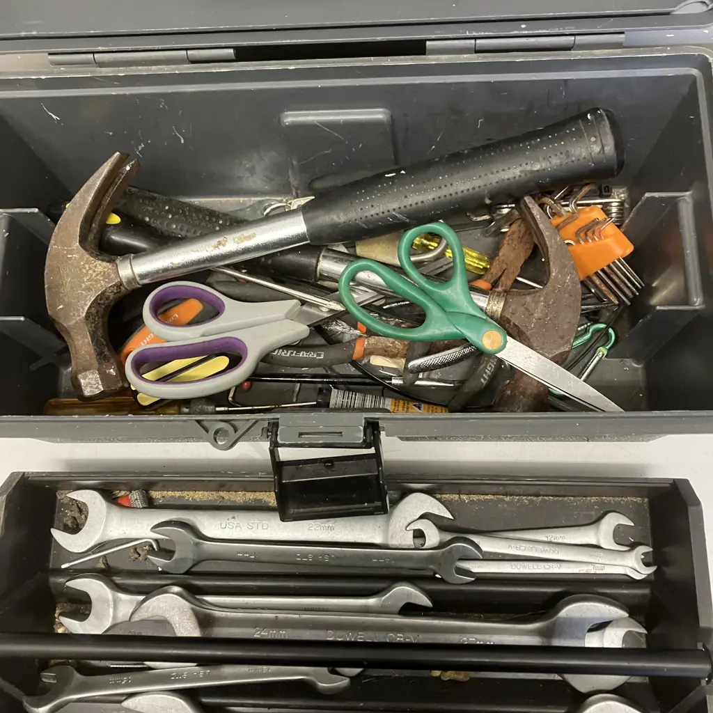 "AM" Plastic Toolbox With Tools, Spanners Etc Image 1++