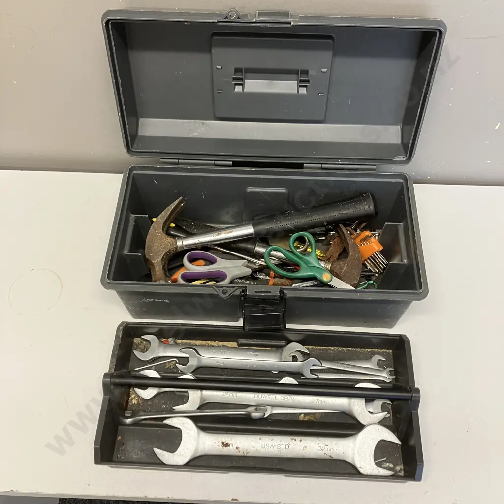 "AM" Plastic Toolbox With Tools, Spanners Etc Image 1++