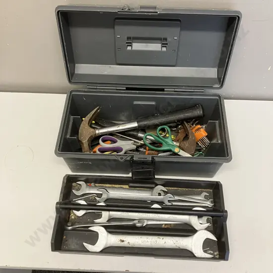 "AM" Plastic Toolbox With Tools, Spanners Etc