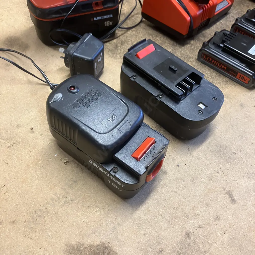 Black & Decker 18V Cordless Tools - Drill PS18-XE, Blower, Hedge Trimmer, Line Trimmer, Batteries & Chargers Image 1++