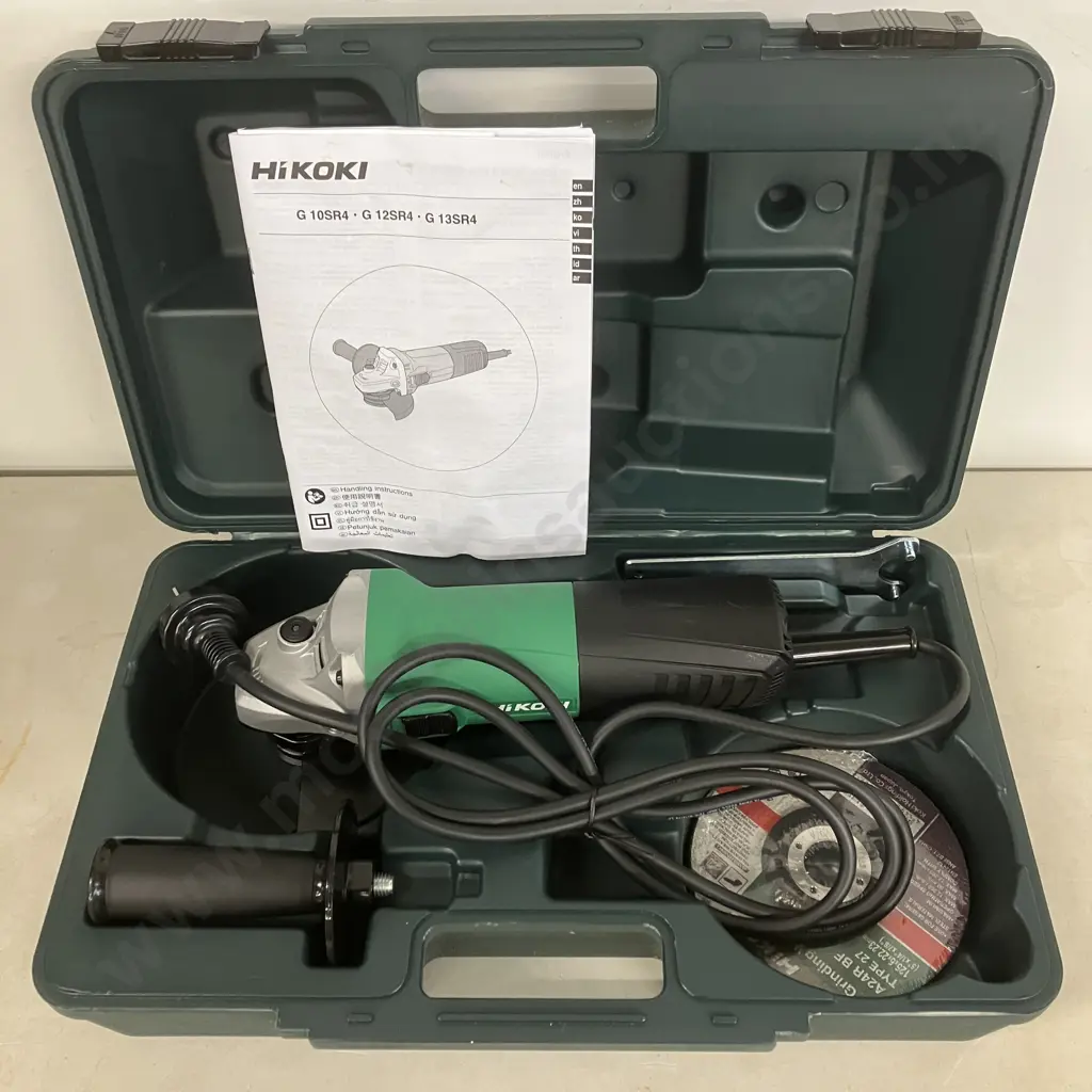 New Boxed Hikoki Angle Grinder 5" 730W With Carry Case, Instructions & Grinding Disc. Model G 13SR4 Image 1++