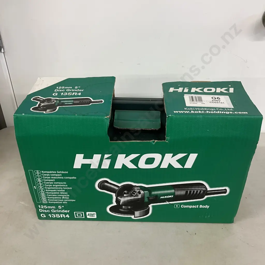 New Boxed Hikoki Angle Grinder 5" 730W With Carry Case, Instructions & Grinding Disc. Model G 13SR4 Image 1++