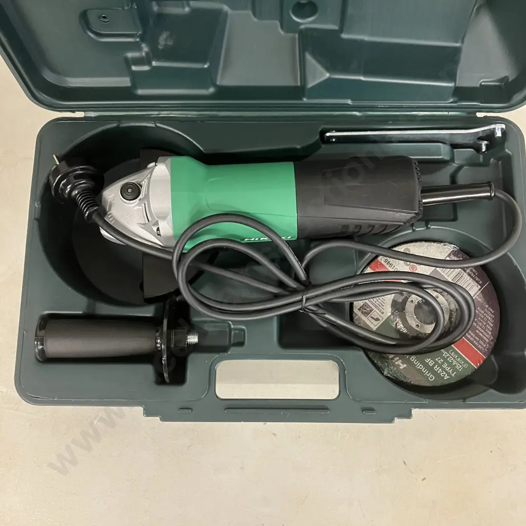 New Boxed Hikoki Angle Grinder 5" 730W With Carry Case, Instructions & Grinding Disc. Model G 13SR4 Image 1++
