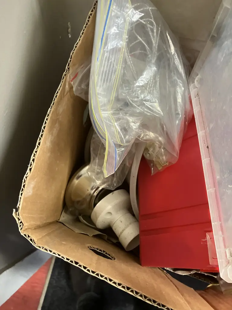 Box Lot Light Fittings, Nails, Hardware Etc Image 1++