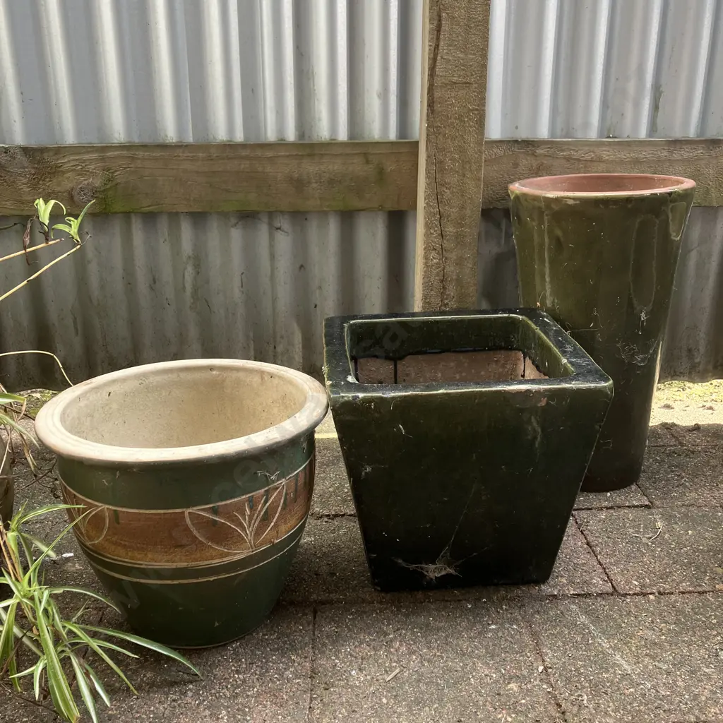 Three Green Toned Planters Image 1++