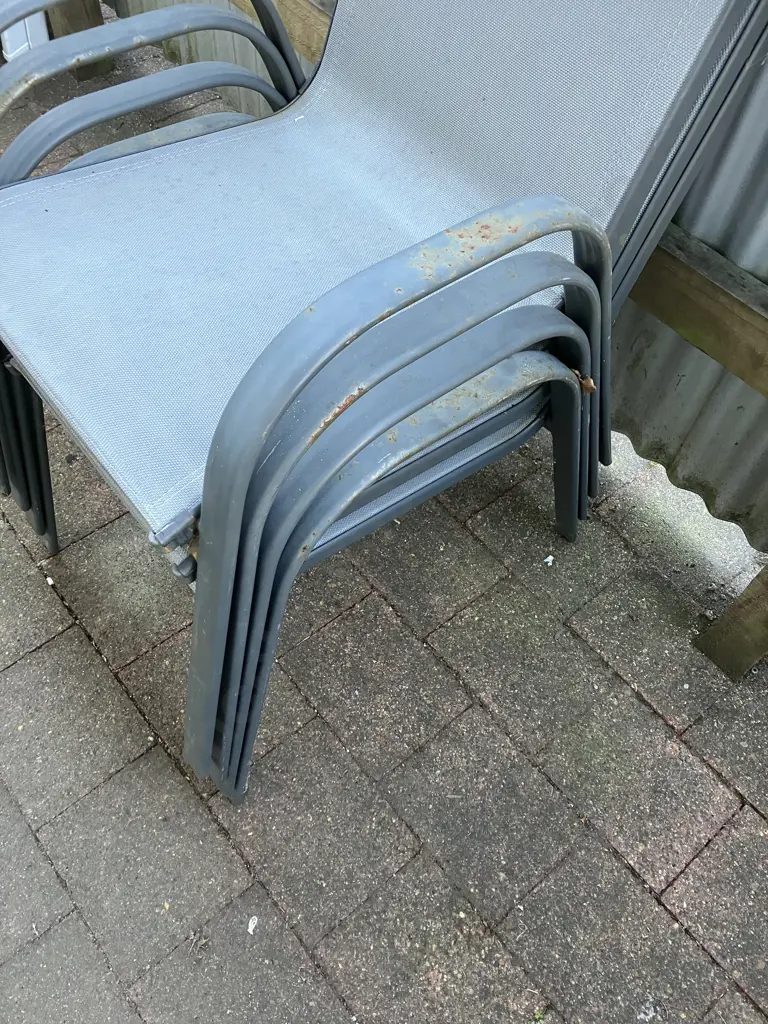 Set of Four Outdoor Chairs - Stacking Image 1++