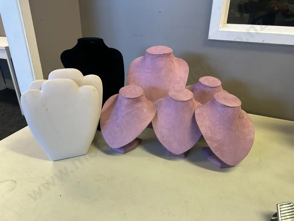 Assorted Jewellery Display Busts - Black, White, Purple Image 1++