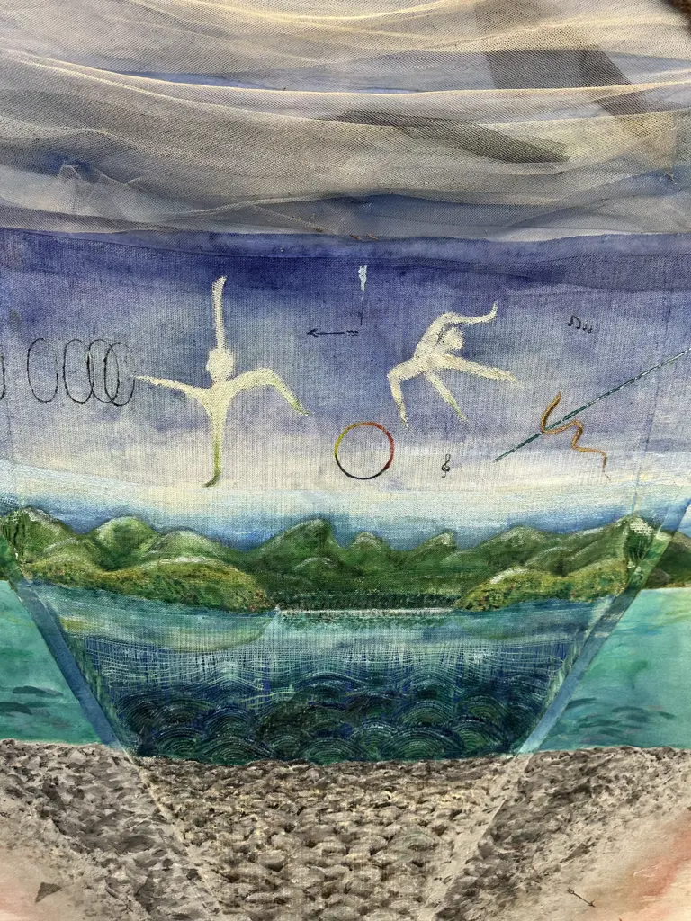 Catrina Sutters' 'Dream Time' Embroidered Weaving On Silk Large Rimu Framed Original Artwork.196 x 134cm Image 1++
