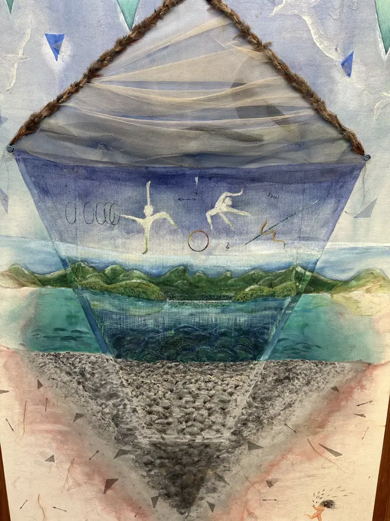 Catrina Sutters' 'Dream Time' Embroidered Weaving On Silk Large Rimu Framed Original Artwork.196 x 134cm Image 1++