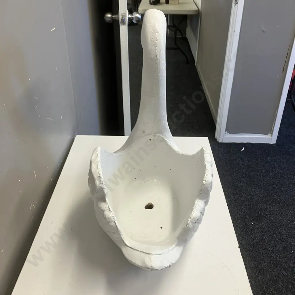 Concrete Swan Garden Planter Painted White. H51 W49 D29cm Image 1++