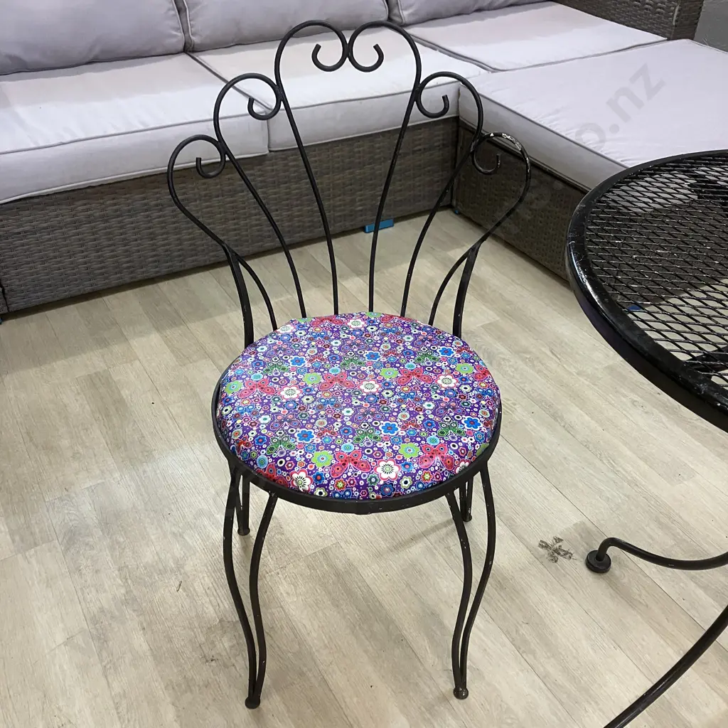 Black Steel Patio Table With 2 Chairs Image 1++