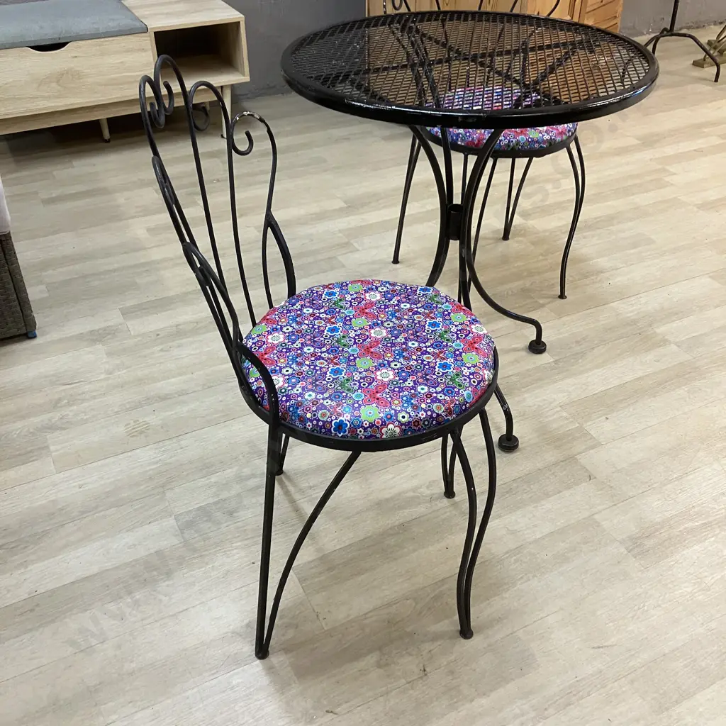Black Steel Patio Table With 2 Chairs Image 1++