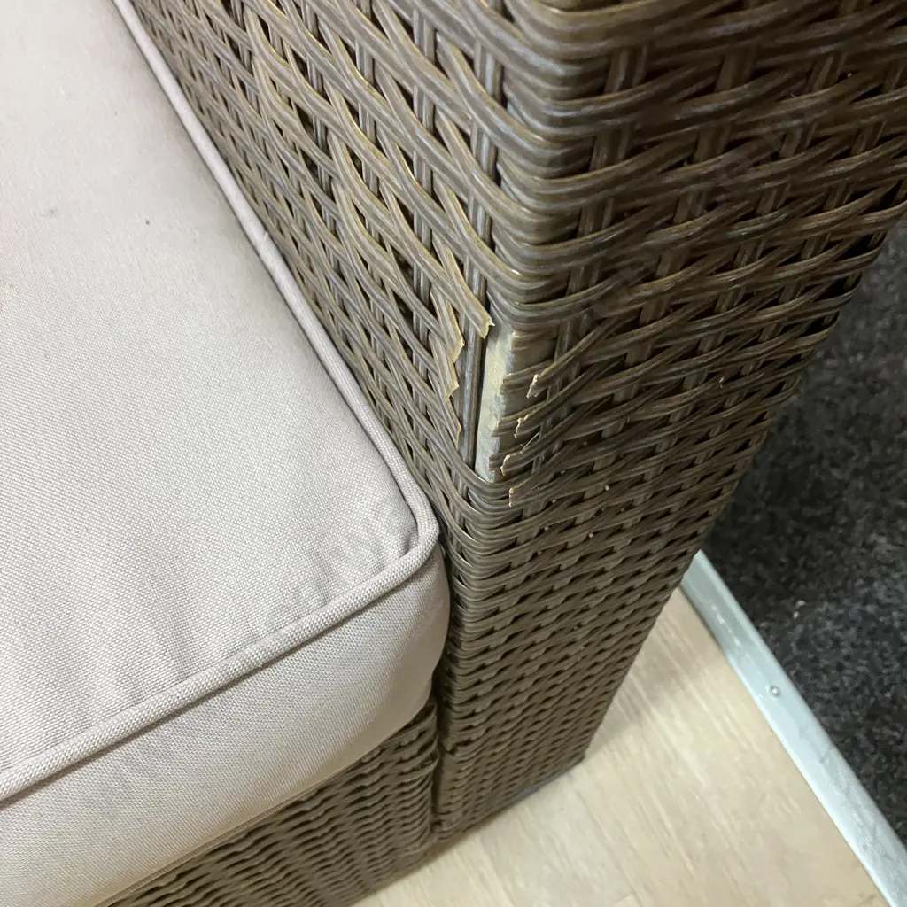 Amalfi Wicker Chaise or Large 237cm Couch & Table (As Found Condition) Image 1++