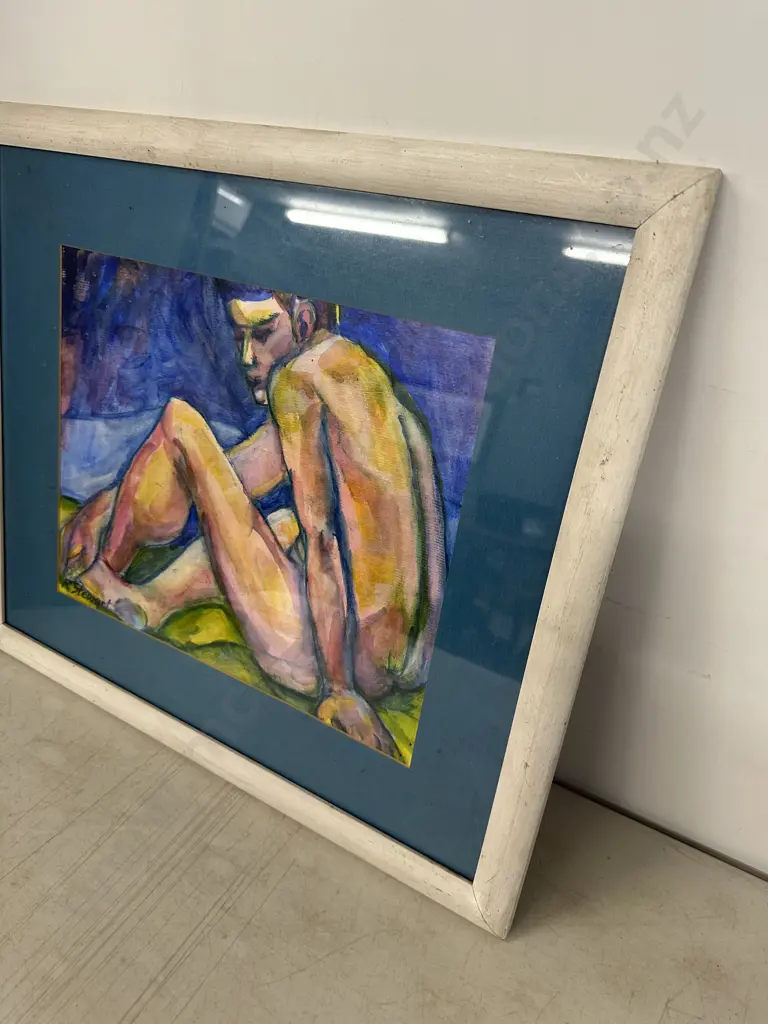 "Got The Blues" by R. Stewart - Original Acrylic On Board, Signed. Framed 44 x 51cm Image 1++