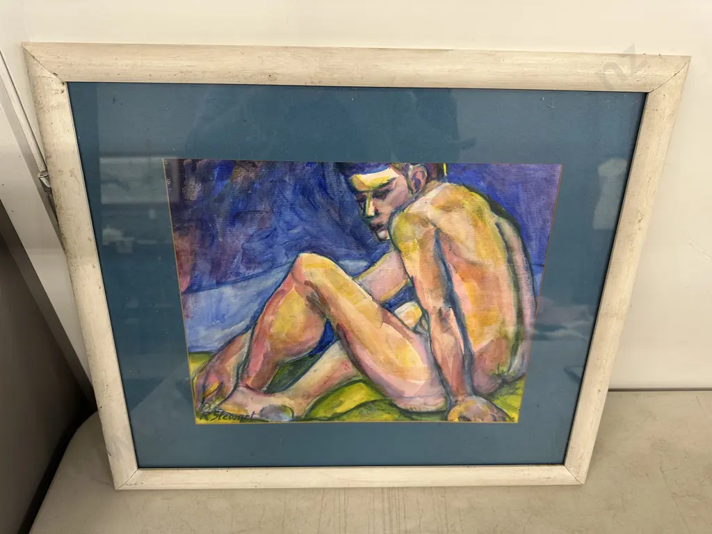 "Got The Blues" by R. Stewart - Original Acrylic On Board, Signed. Framed 44 x 51cm Image 1++