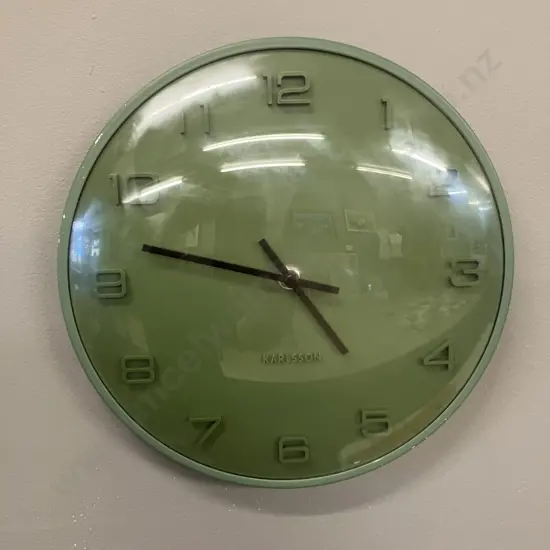 Vintage Karlsson Green Wall Clock, Battery Operated, Dia 25cm