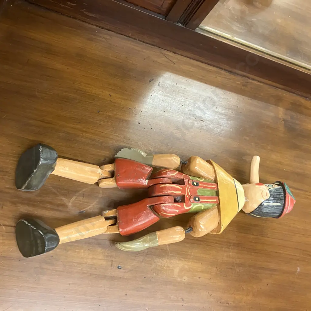 Vintage Wooden Jointed Pinocchio Doll. 48cm Image 1++