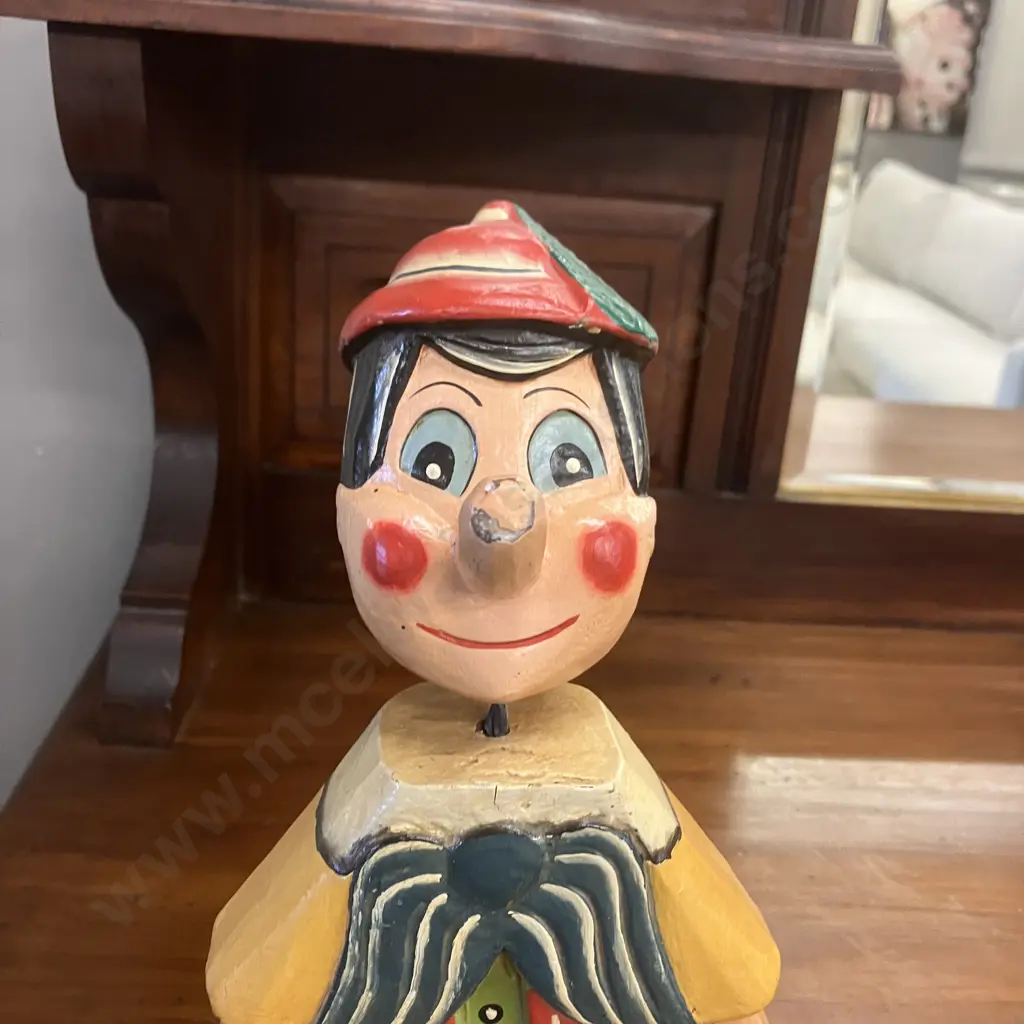 Vintage Wooden Jointed Pinocchio Doll. 48cm Image 1++