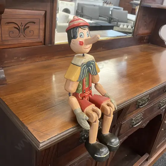 Vintage Wooden Jointed Pinocchio Doll. 48cm