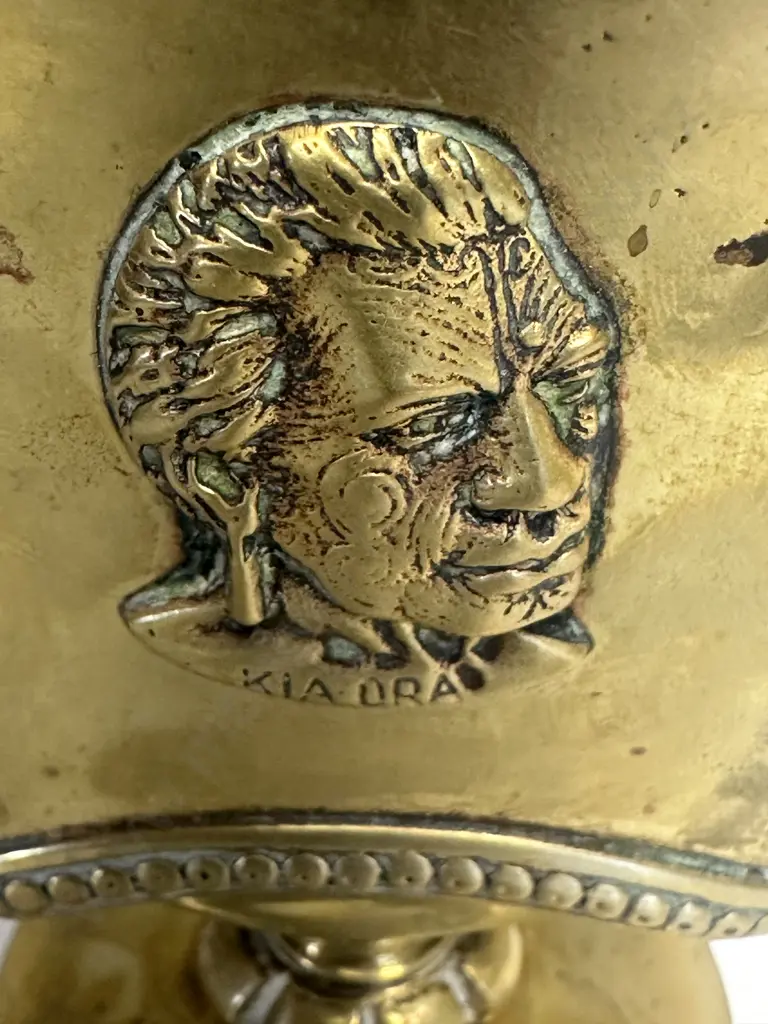 Vintage Brass Letter Holder With Maori Greeting Image 1++
