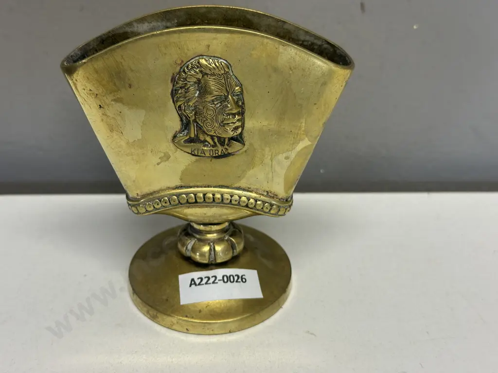 Vintage Brass Letter Holder With Maori Greeting Image 1++