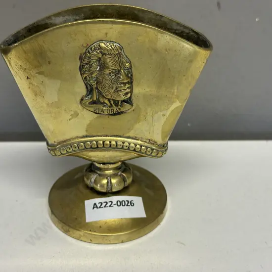 Vintage Brass Letter Holder With Maori Greeting