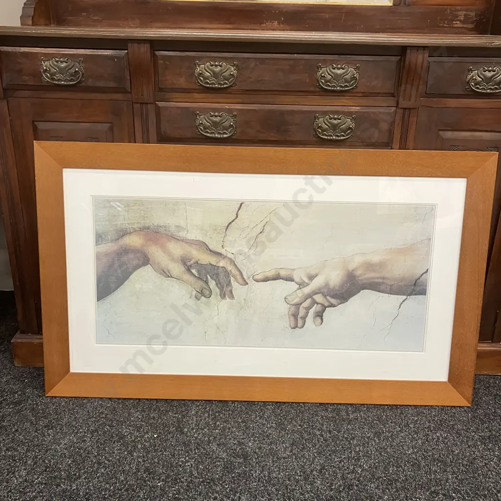 The Creation of Adam by Michelangelo Framed Art Print. 70 x 119cm Image 1++