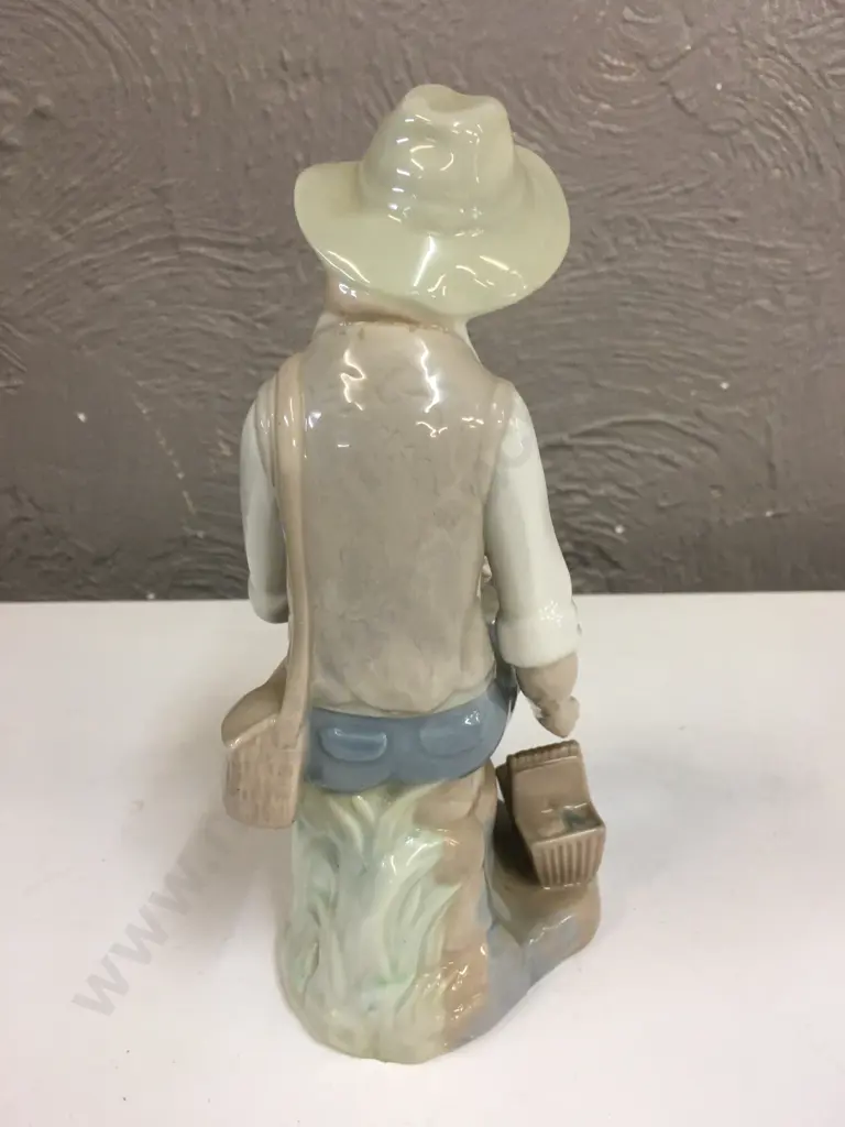 Vintage Cascades Figurine Boy With Fish H21cm. Image 1++