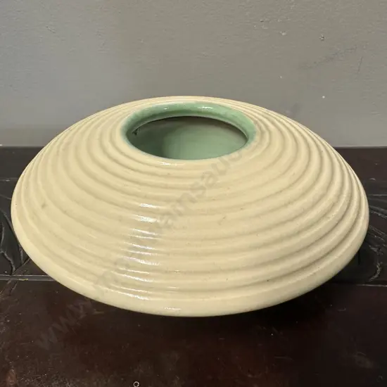 Art Deco Style Denby Bourne British Studio Pottery Ribbed Circular Vase. Dia 15cm