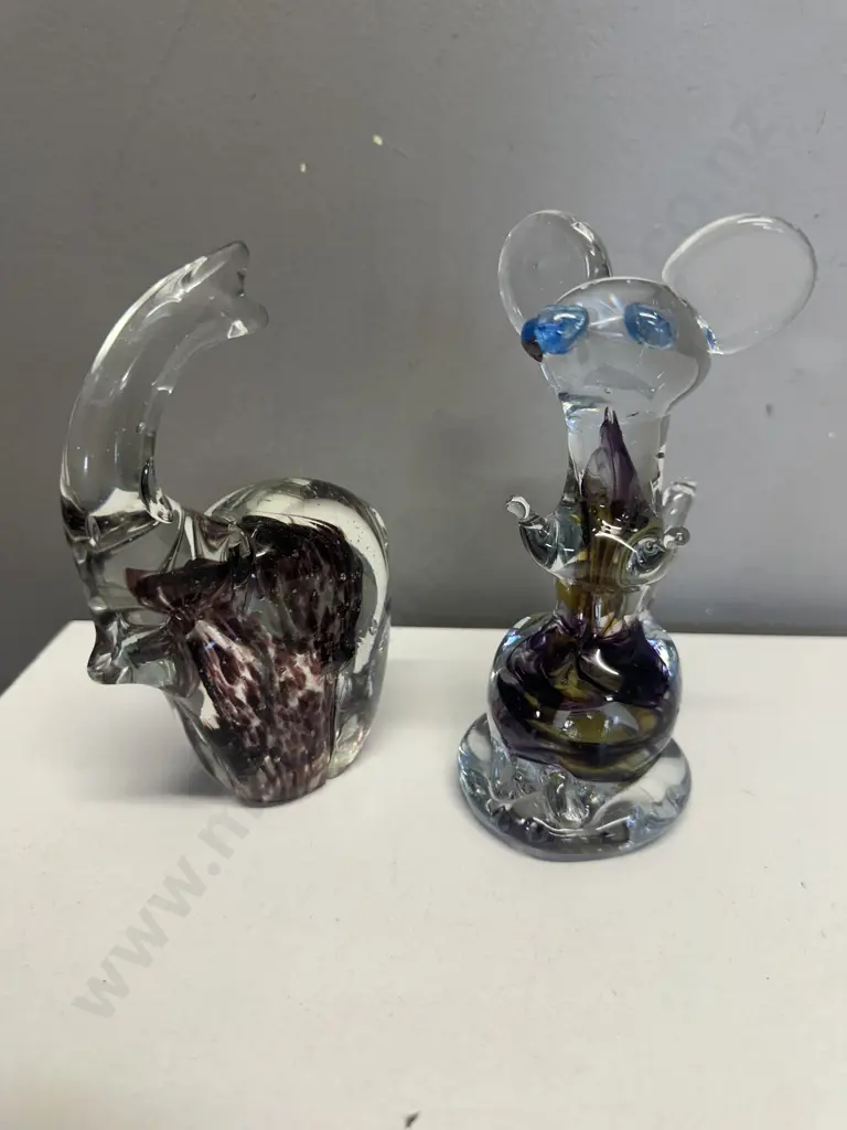 Murano Style Art Glass Elephant & Mouse Image 1++