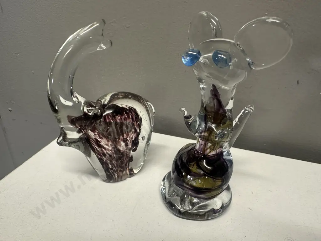 Murano Style Art Glass Elephant & Mouse Image 1++