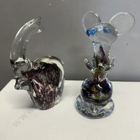 Murano Style Art Glass Elephant & Mouse