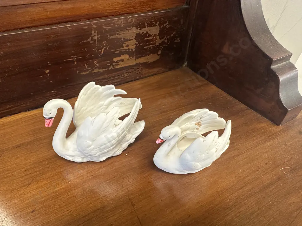 Vintage Geobel Hummel White Bisque Swan Figurines  Image 1++