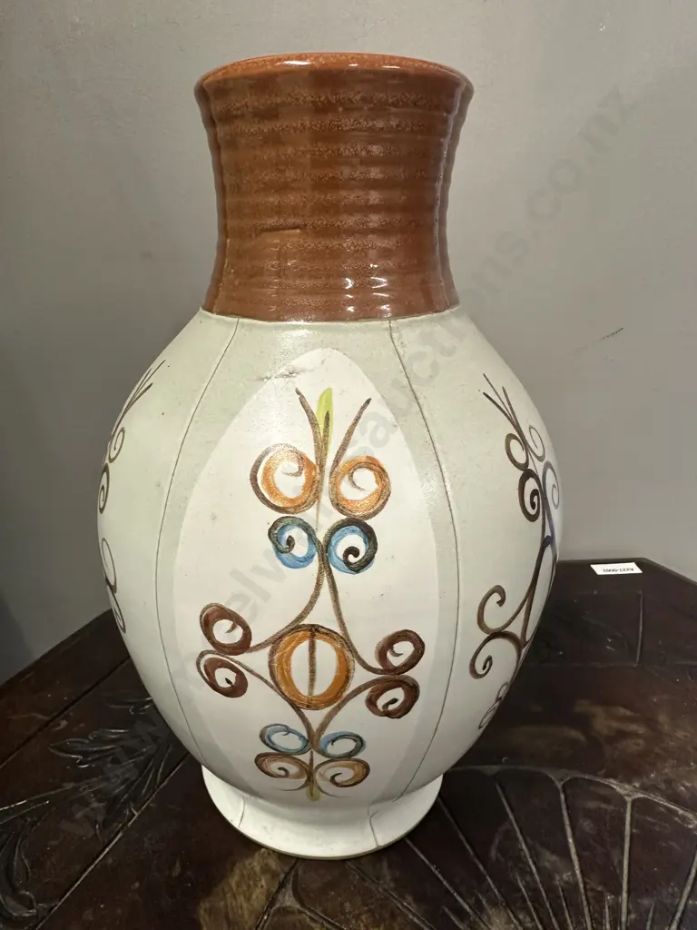 Vintage Mid Century Denby Glyn Colledge Hand Painted Vase, Signed. H28cm Image 1++