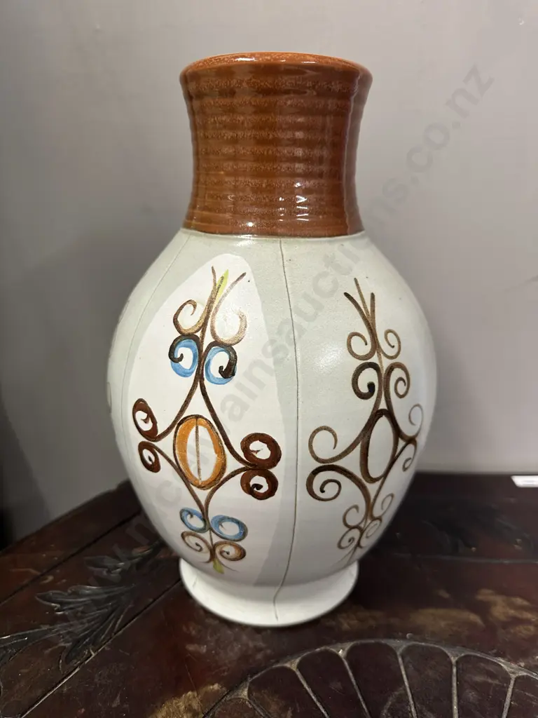 Vintage Mid Century Denby Glyn Colledge Hand Painted Vase, Signed. H28cm Image 1++